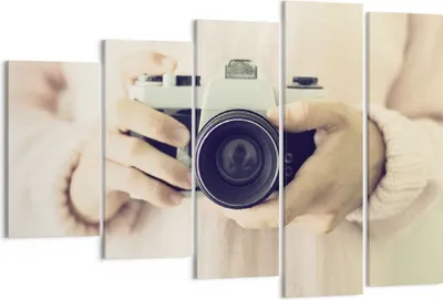 Produktbild von Bild auf Leinwand - Leinwandbild - 5 Teile - Die Kamera Retro Fotografie - 150x100cm - Wand Bild - Wanddeko - Wandbilder - Leinwanddruck - Bilder - Wanddekoration - Leinwand bilder - EG150x100-4930