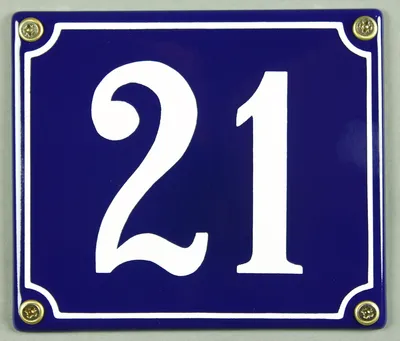 Produktbild von Hausnummernschild Emaille 21 blau - weiß 12x14 cm Schild Emaile Hausnummer Haus Num