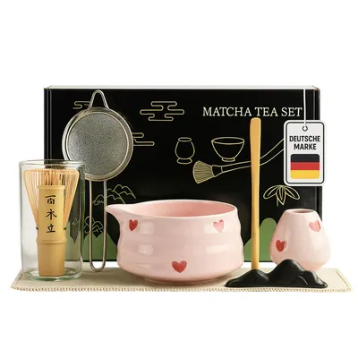 Produktbild von Roxlin Teeservice Roxlin Matcha Set (7-teilig) Keramik, Bambus-Besen, Schale & Zubehör