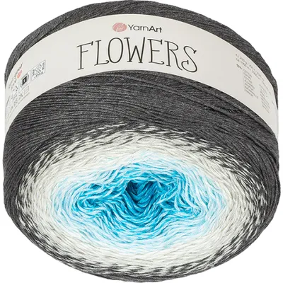 Produktbild von Garn „Flowers“ – 250 g, 1000 m – Grau, Blau