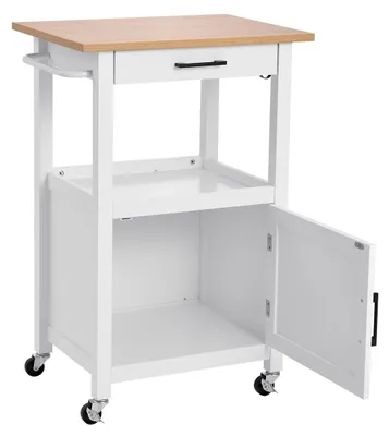 Obrázek produktu pro Kuchyňský ostrůvek s kolečky o rozměrech 45 x 59 cm a úložným prostorem s jednokřídlými dvířky
