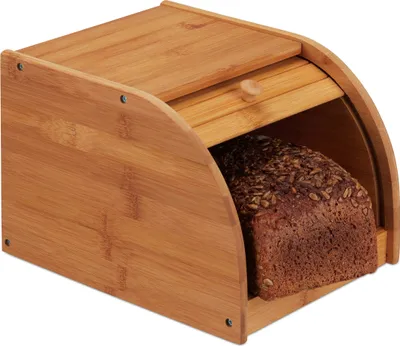 Produktbild von Relaxdays Brotkasten Bambus, rollbare Frontklappe, aromadichte Brotaufbewahrung, Rollbrotkasten, HBT: 18x20x27 cm, natur