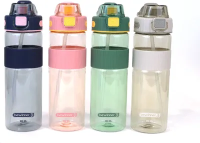Obrázek produktu pro Láhev s víčkem a brčkem Bewinner Colourful Transparent 900 ml