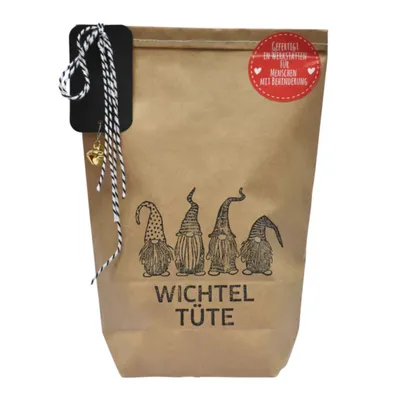 Produktbild von Wunderle Wichtel Wundertüte mit Anhänger braun schwarz 14x20cm