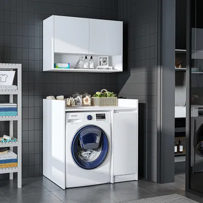 Produktbild von Roomart Waschmaschinen-Überbauschrank 100 cm breit, Weiß