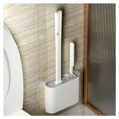 Produktbild von WC-Bürste mit 2-in-1 Tiefenreinigung, Silikon, Set mit Halterung und rutschfestem Griff