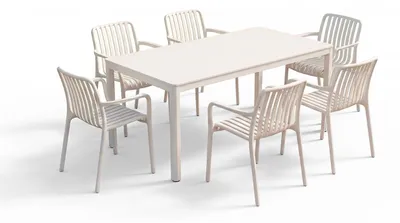 Produktbild von KAWOLA Gartenmöbel Set MIAVA 7-tlg. Aluminium cremefarben