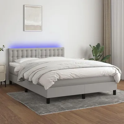 Obrázok produktu pre vidaXL Boxspring posteľ s matracom a LED Light Grey 140x200 cm Látka