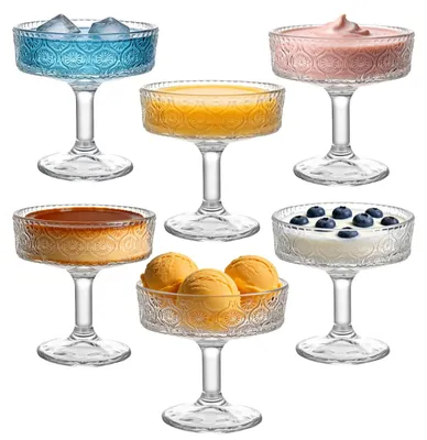6 Dessertgläser mit Stiel, 300 ml, spülmaschinengeeignet, Glas