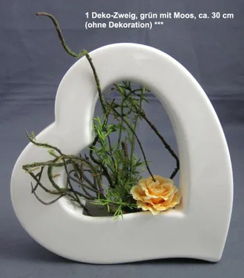 Produktbild von 1 Deko-Zweig künstlich, grün mit Moos, ca. 30cm
