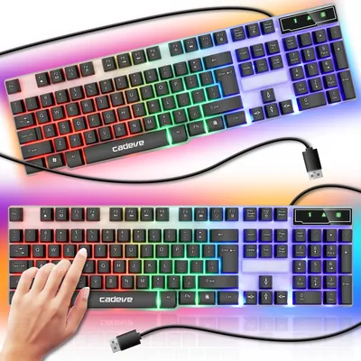 Produktbild von Klawiatura LED RGB do gier z podświetleniem Klawiatura Pro Gamer z podświetleniem RGB USB PC PS3 PS4 Windows Układ UE QWERTY Biały Retoo