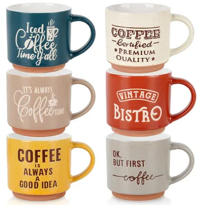 Produktbild von Siaki Collection | Kaffeebecher - 6er Set - Bunt - Keramik - Kaffeetassen mit Kaffeemotiven