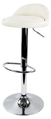 Produktbild von Höhenverstellbarer Barhocker mit Fußstütze aus Kunstleder in Weiß, 60-80cm
