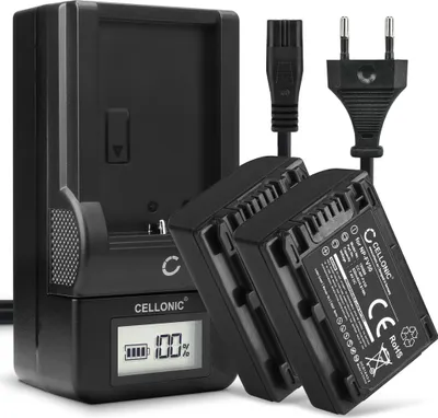 Image de CELLONIC 2x Batterie pour Appareil photo Compatible avec Sony FDR-AX33, HDR-CX250, HDR-CX270, NP-FV70 - (650mAh, 7.4V) + Chargeur