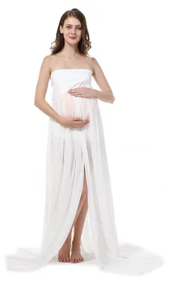 Produktbild von Chiffon-Umstandskleid für Fotoshootings, Farbe Weiß