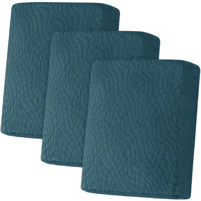 Immagine prodotto di Copertura per cuscini da seduta, elasticizzata, turchese, motivo geometrico, set da 3