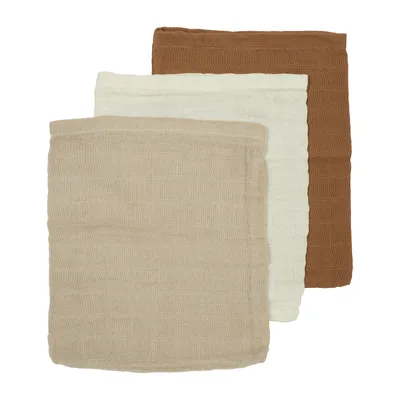Produktbild von Meyco Waschlappen - Uni Offwhite/Sand/Toffee - 3 Stück
