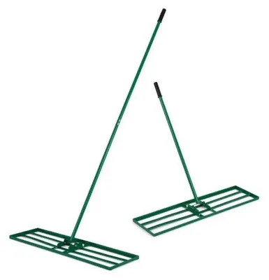 Produktbild von Rasenplaner - Nivellierrechen - Drehbarer U-Kopf - Verstellbarer Stiel 90–175 cm - Platte 91×25 cm - Armeegrün