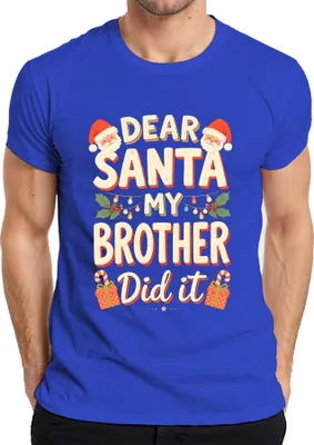 Produktbild von Dear Santa My Brother Weihnachtsgeschenk Lustig Weihnachten Humor Herren T-Shirt, Blau, S