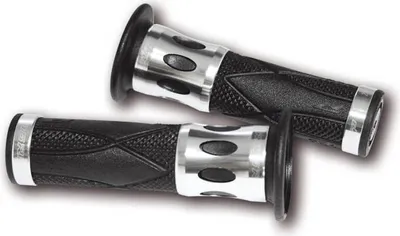 Immagine prodotto di Progrip manopole in gomma Manopole manubrio 728 argento nero alluminio gomma per scooter moto scooter 22mm 25mm