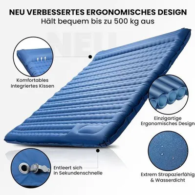 Produktbild von Famanu Luftmatratze 12 cm - ultraleicht - für 2 Personen - mit Fußpumpe - Camping
