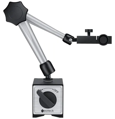 Magnetstativ für Messuhren, 80 kg Zugkraft, 36,8 cm Höhe, 8 mm Bohrung