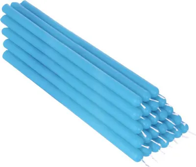 Produktbild von 25x Hell Blau Paraffinwachs 21cm Tropfkerzen Ritualkerze Osterkerzenfarbig 36339