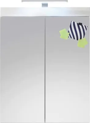 Zdjęcie produktu dla Szafka łazienkowa Rootz – lustro z oświetleniem – wysoki połysk – 60 x 77 x 17 cm