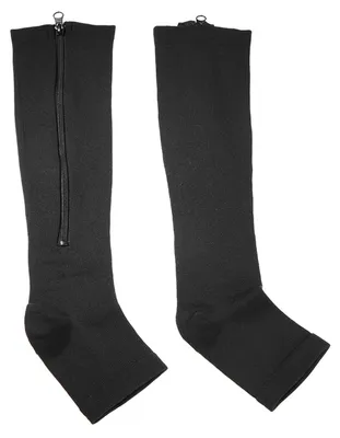 Image de Chaussettes mi-mollet, genouillère de sport avec fermeture éclair, noir, L/XL