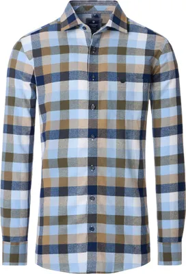 Produktbild von REDMOND Herren Flanellhemd Langarm Kent Modern-Fit Grün Karo XXL