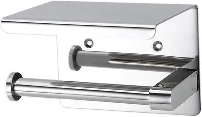Produktbild von Famanu Toilettenhalter mit Ablage - Edelstahl, wandmontierbar, mit Handtuchhalter