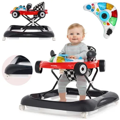 Immagine prodotto di Passeggino Sun Baby 3in1 con motivo auto regolabile in altezza, Fromula racing, interattivo e pieghevole con fermo di sicurezza, pulsanti, luci e suoni da 6 mesi rosso e nero