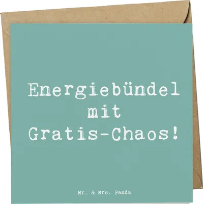 Produktbild von Mr. & Mrs. Panda Grußkarte Spruch Kinder Energiebündel - Meeresbrise - Geschenk, faltkarte, Familienmitglieder, Geburtstage, Kind, Energie, personalisiert, Klappkarte