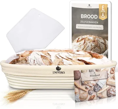 Obrázok produktu pre Ošatka okrúhla 1 kg, peddigrohr, 25 cm, na pečenie chleba, súprava