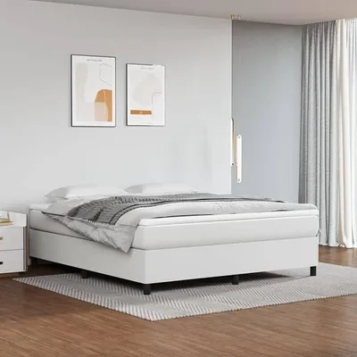 Produktbild von Boxspringbett 160x200 Kunstleder Palettenbett 160x200 Polsterbett 160x200 mit Stützbeinen Doppelbett Bettrahmen Jugendbett Kunstleder-Weiß-160 x 200 cm-35 cm