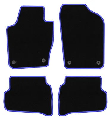 Produktbild von Velours-Fußmatten für Skoda Fabia III 2014- (Schrägheck/Kombi) – 4-tlg, Schwarz/Blau, passgenau – Wielganizator CARLUX