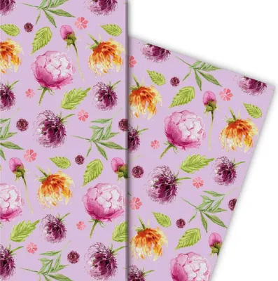Produktbild von Sommerliches Geschenkpapier mit Blumen, rosa - G4828, 32 x 48cm