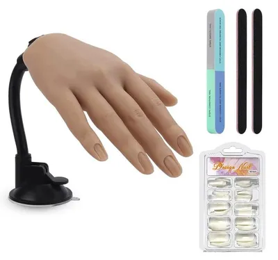 Produktbild von Übungshände für Nageldesign, Silikonhände für Gelnägel – 100 künstliche Nägel, Nageldesign-Übungsmodell, DIY-Maniküre-Set