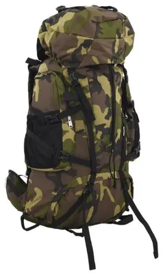Produktbild von Wanderrucksack - 80L Trekkingrucksack - Robustes Canvas - Großes Volumen - Für Wandern und Klettern - Armeegrün Camouflage
