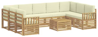 Produktbild von vidaXL Outdoor-Sofagarnitur 8 pcs Weiß und Creme 59 x 59 x 37 cm