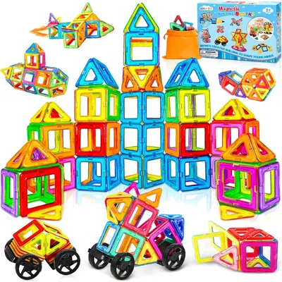Produktbild von Magnetische Bausteine, 66 Teile Magnetspielzeug Magneten Kinder, Kinderspielzeug, Magnetbausteine Magnet Montessori Spielzeug für Geschenk