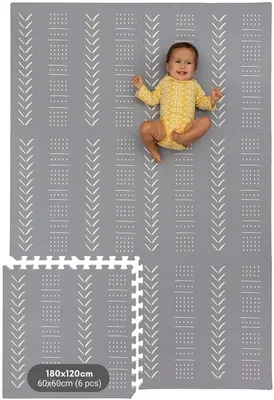 Immagine prodotto di Tappeto per bambini in schiuma KinderNest - 6 pezzi,  in modo sicuro, antiscivolo, morbido e impermeabile, grigio, 180x120 cm