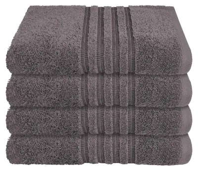 Produktbild von SCHIESSER Handtuchset Milano | Einfarbig | 4-teilig | 100% Baumwolle | Weich & Saugstark | 50x100 cm | Dunkelgrau
