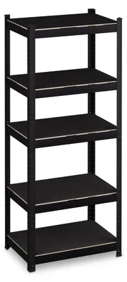 Steckregal 150x60x40 cm, 5 Böden, 1250 kg, Keller, Garage, Schwarz