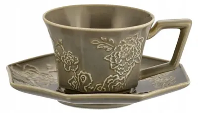 Produktbild von Domdekoracji Porzellantasse mit Untertasse 200 ml Boho Grau