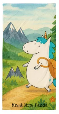 Produktbild von Mr. & Mrs. Panda Strandtuch Einhorn Bergsteiger Design - Weiß - Geschenk, Einhörner, Unicorn, Handtuch, Strandlaken, Abenteuer, Frottee-Handtuch, Badehandtuch, Urlaub