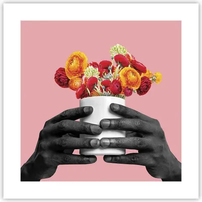 Produktbild von Poster - Poster ohne Rahmen - Schwarz Hände Blumen - 40x40 cm - Wand Bild - Wanddeko - Wandbilder - Kunstposter - Wandposter - Bilder - Kunstdruck - Wanddekoration - Wandbild - P2XAC40x40-4706