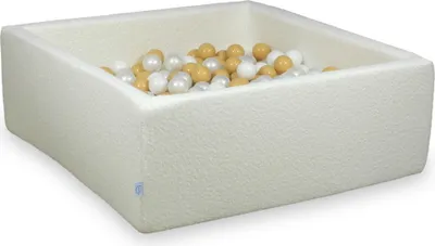 Produktbild von Bällebad 110x110x40 Boucle Weiß – Mit 600 Bällen / weiß, perle, beige