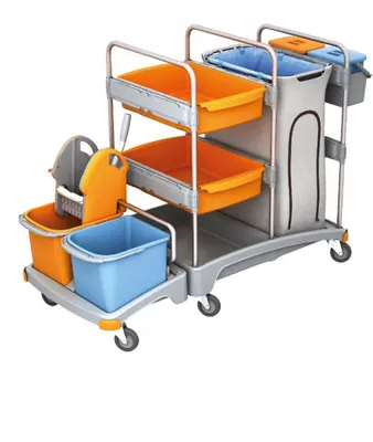 Splast mobiles Putzsystem aus Kunststoff mit Abfallsackhalter, Moppresse und Eimern Splast  TSZ-0004