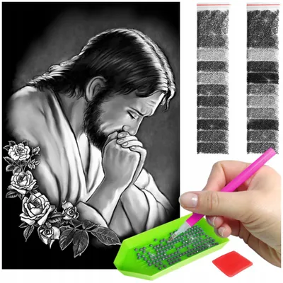 Produktbild von ARTULIO Diamond Painting Set - Betender Jesus Christus im sakralen Motiv - 60 x 40 cm - Groß XXL - 5D Crystal Art, Bilder DIY